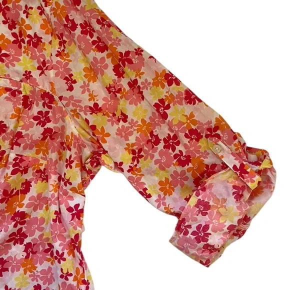 Laura Scott Long Sleeve Button Up Shirt Womens 24/26 W Colorful Floral Collared - Picture 8 of 8
